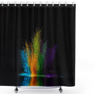 Personality  Colorful Holi Powder Explosion On Black, Hindu Spring Festival Shower Curtains