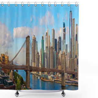 Personality  Brooklyn Bridge And Cityscape Of New York Shower Curtains