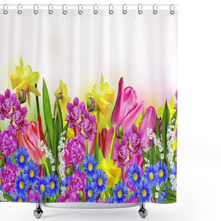 Personality  Pink And Yellow Tulips.narcissus Shower Curtains