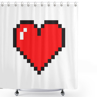Personality  Pixel Red  Heart Shower Curtains