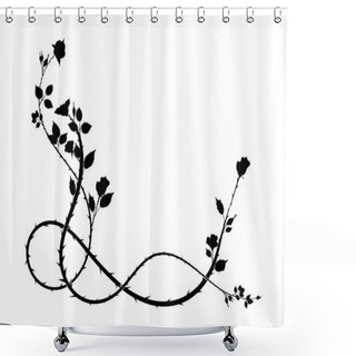 Personality  Pattern Element Corner Of A Rose With Thorns Weaving Plant. Scroll Image Vector Shower Curtains