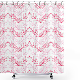 Personality  Pink Lineart Leaves Chevron Seamless Pattern Background Shower Curtains