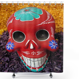 Personality  Painted Skull From Mexico Shower Curtains