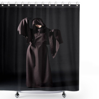 Personality  Full Length View Of Woman In Death Costume On Black Shower Curtains