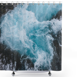 Personality  Aerial View Of Beautiful Bruarfoss Waterfall On Bruara River In Iceland Shower Curtains