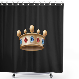 Personality  Icon Of Gold Royal Crown With Red And Blue Diamond Shower Curtains