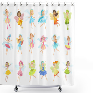 Personality  Cute Fairies In Pretty Dresses Girly Cartoon Characters Set Shower Curtains
