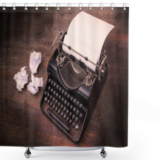 Personality  Vintage Typewriter And Old Books Shower Curtains