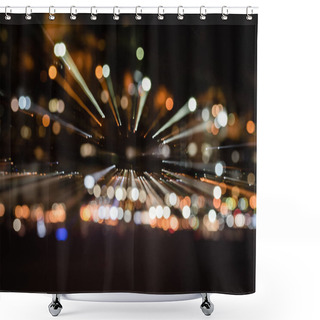 Personality  Night Background With Blurred Bokeh Lights Shower Curtains