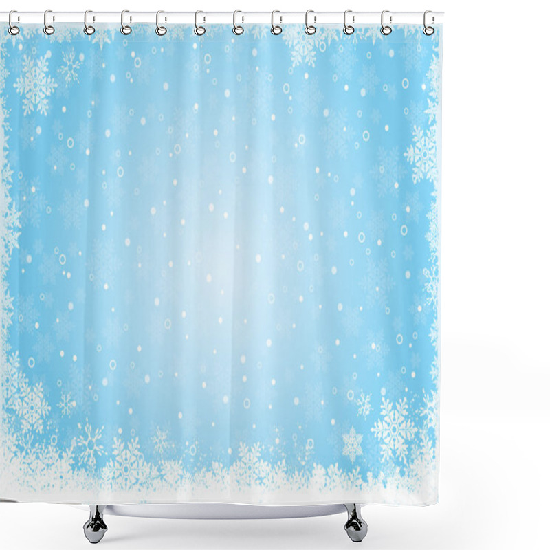 Personality  Blue ice white snow flake background for winter shower curtains