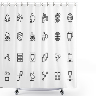 Personality  Network And Sharing Vector Outline Icons 1 Shower Curtains
