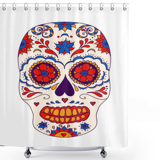 Personality  Sugar Skull Color Illustration Shower Curtains