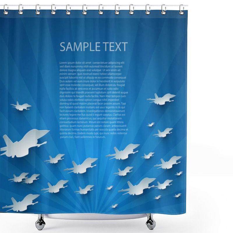 Personality  Blue Abstract Vector Background With Planes Shower Curtains