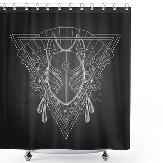 Personality  Graphic Deamon Fox Mask Shower Curtains