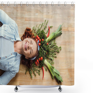 Personality  Woman In Herb And Vegetable Crown Shower Curtains