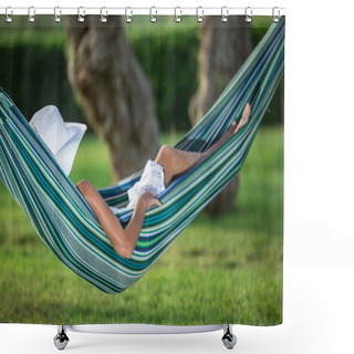 Personality  Relaxing In The Hammock. Summer Day. Shower Curtains
