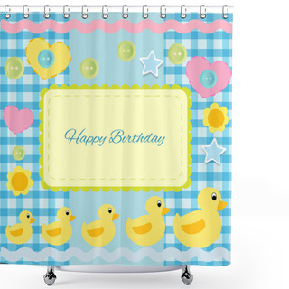 Personality  Invitation With Ducklings, Vector Illustration Shower Curtains