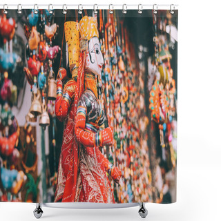 Personality  Close-up View Of Colorful Decorations Hanging At Rajasthan, Pushkar Shower Curtains