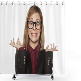 Personality  Funny Business Woman Shower Curtains