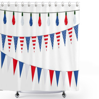 Personality  3D Garlands Of USA On A White Background Shower Curtains