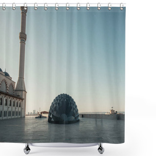 Personality  ISTANBUL, TURKEY - NOVEMBER 12, 2020: Modern Architectural Construction On Square Near Mihrimah Sultan Mosque Shower Curtains