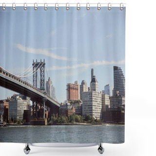 Personality  Manhattan Bridge Over East River And Picturesque New York Cityscape With Modern Skyscrapers Shower Curtains