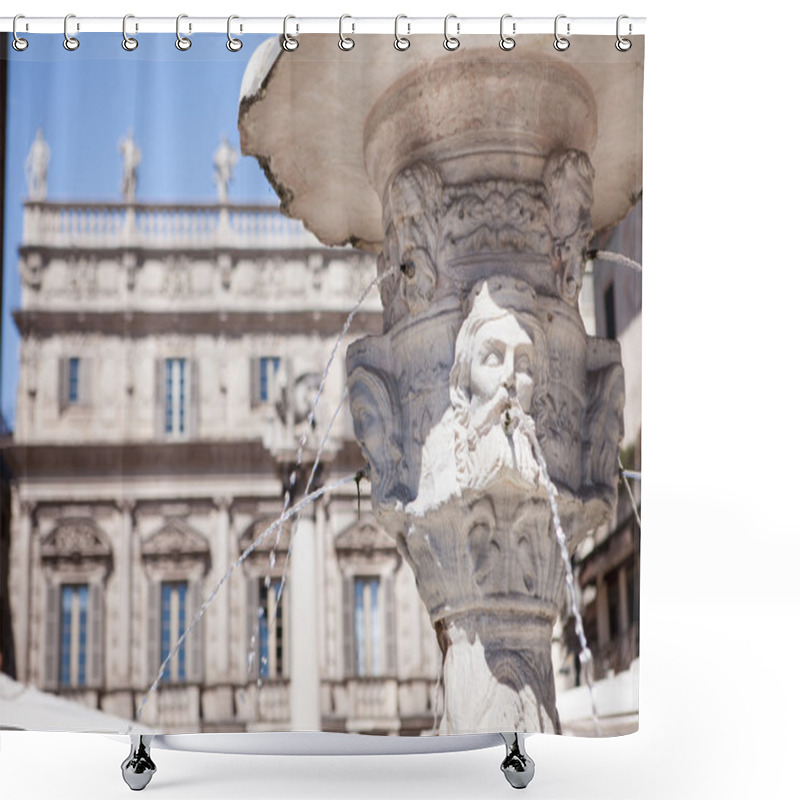 Personality  Antique Marble Fountain In Verona, Northern Italy Shower Curtains