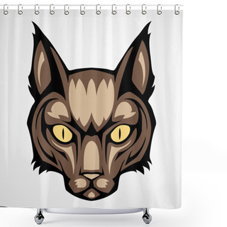 Personality  Vector Illustration Of A Cat Head Shower Curtains