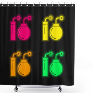 Personality  Blast Four Color Glowing Neon Vector Icon Shower Curtains