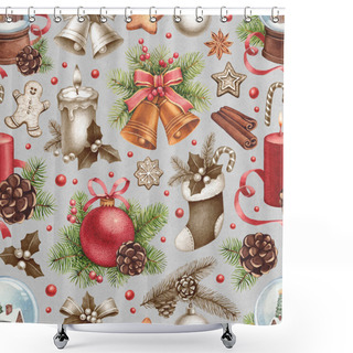 Personality  Watercolor Christmas Decorations Shower Curtains