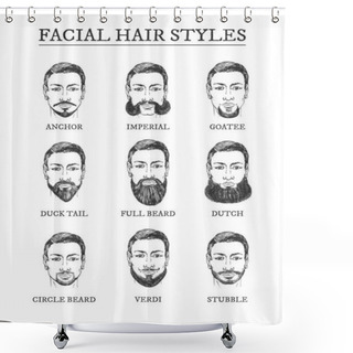 Personality  Facial Hair Styles Barber Guide Set Shower Curtains