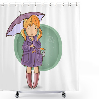 Personality  Girl Under An Umbrella Shower Curtains