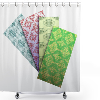 Personality  Set Of Colorful Floral Ornamental Business Card Element.Vector Shower Curtains