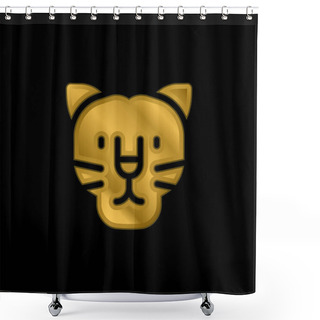 Personality  Black Panther Gold Plated Metalic Icon Or Logo Vector Shower Curtains