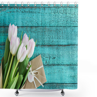 Personality  Light Pink Tulips And Envelope  Shower Curtains