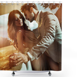 Personality  Portrait Of A Young, Romantic Couple Shower Curtains