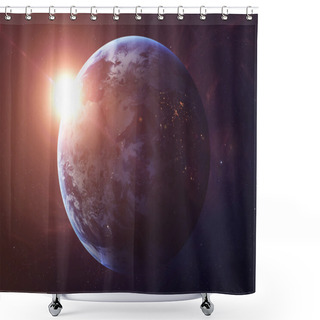 Personality  The Earth Shot From Space Showing All They Beauty. Extremely Detailed Image, Including Elements Furnished By NASA. Other Orientations And Planets Available. Shower Curtains