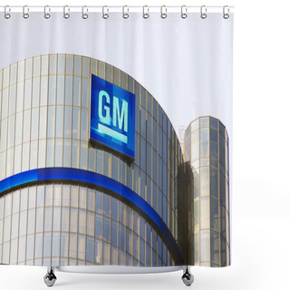 Personality  DETROIT, MAY 6, 2014:  General Motors Building, GM Headquarters, Renaissance Center, May 6, 2014, Downtown Detroit Shower Curtains