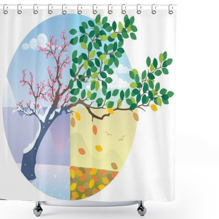 Personality  Seasons Cycle Shower Curtains