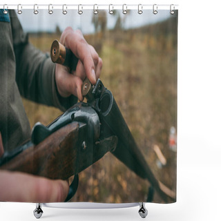 Personality  Hunter Loading Gun With Bullets Shower Curtains