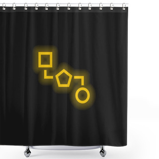 Personality  Blocks Scheme Of Three Shapes Yellow Glowing Neon Icon Shower Curtains