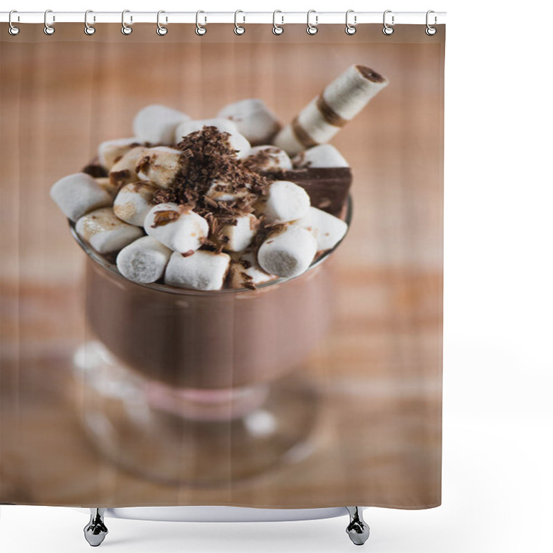 Personality  chocolate milkshake with marshmallows  shower curtains