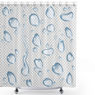 Personality  Transparent Vector Water Drops Set. Shower Curtains