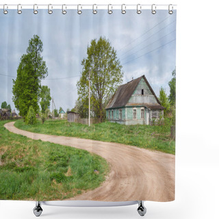 Personality  A Dirt Road With A Green House In The Summer Shower Curtains