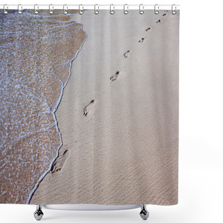 Personality  Footprints On Sea Beach Shower Curtains