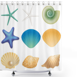 Personality  Sea Shells And Sea Star Shower Curtains