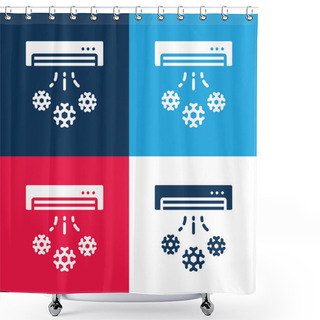 Personality  Air Conditioner Blue And Red Four Color Minimal Icon Set Shower Curtains