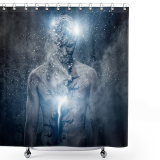 Personality  Man With Conceptual Spiritual Body Art Shower Curtains