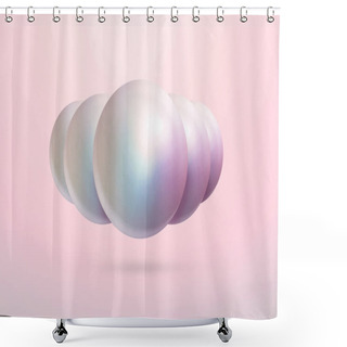 Personality  Shiny Pearls On Soft Pink Background. Luxury Beautiful Shining Jewellery Background With Rose Pearl. Realistic Single Shiny Natural Rainbow Sea Pearl With Light Effects. 3D Render. Shower Curtains