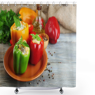 Personality  Composition With Stuffed Peppers Shower Curtains